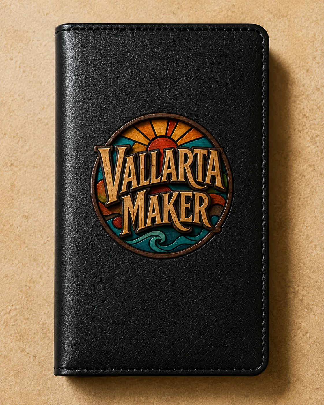 Black leather Vallarta Maker bill folder